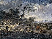 Jan Wijnants Landscape with cattle on a country road. china oil painting artist